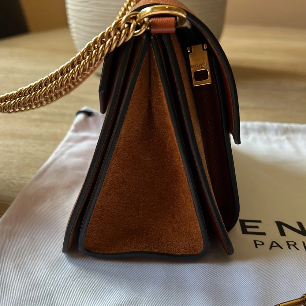 Givenchy Small GV3 Leather & Suede Crossbody Bag Chestnut - Picture 8 of 15